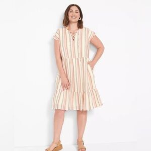 Lane Bryant Dolman-Sleeve Swing Dress With Lace-Up Detail- Size 18